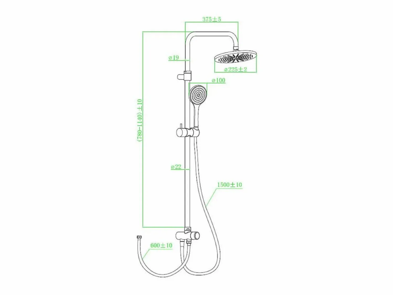 Discount Essesmart columna de ducha sin mezclador negra Columna De Ducha