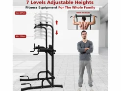 Discount Estación de entrenamiento multifuncional para dominadas y fondos, plancha, color , altura regulable (224,8x96,5x207cm) Aparato De Musculación