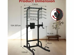 Discount Estación de entrenamiento multifuncional para dominadas y fondos, plancha, color , altura regulable (224,8x96,5x207cm) Aparato De Musculación