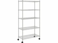 Estante almacenaje 5 niveles ruedas 75x35x155 cm cromado 250 kg ES697321