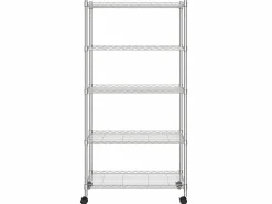 Estante almacenaje 5 niveles ruedas 75x35x155 cm cromado 250 kg ES697321