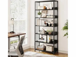 Estante de biblioteca de 6 niveles, estante estrecha y muy alta de 190 cm, estantes independientes, 70 x 30 x 190 cm Librería