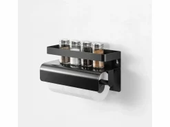Clearance Estante de cocina con portarrollos de metal moderno Gef - Negro