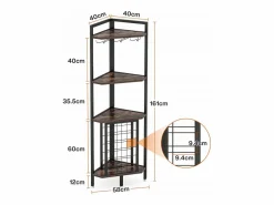 Online Estante de esquina con portabotellas y estantes de almacenamiento, barra de esquina de 4 niveles, estante de esquina independiente para sala de estar, comedor, cocina Botellero|Accesorios Para Vino Y Bar