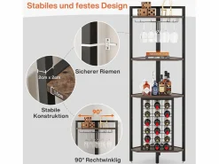 Online Estante de esquina con portabotellas y estantes de almacenamiento, barra de esquina de 4 niveles, estante de esquina independiente para sala de estar, comedor, cocina Botellero|Accesorios Para Vino Y Bar
