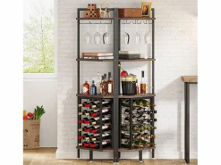 Online Estante de esquina con portabotellas y estantes de almacenamiento, barra de esquina de 4 niveles, estante de esquina independiente para sala de estar, comedor, cocina Botellero|Accesorios Para Vino Y Bar