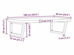 vidaxl Estante de lavabo de pared de acero y madera maciza de haya