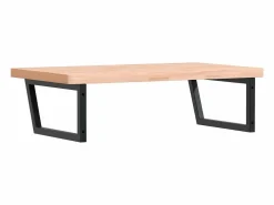 vidaxl Estante de lavabo de pared de acero y madera maciza de haya