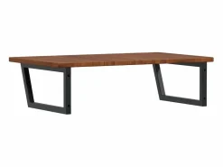 vidaxl Estante de lavabo de pared de acero y madera maciza de roble