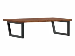 vidaxl Estante de lavabo de pared de acero y madera maciza de roble