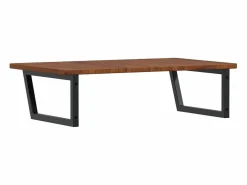 vidaxl Estante de lavabo de pared de acero y madera maciza de roble