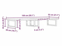 vidaxl Estante de lavabo de pared de acero y madera maciza de haya Marru00f3n