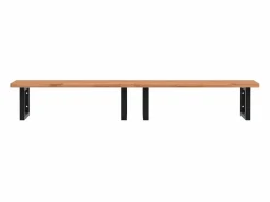 vidaxl Estante de lavabo de pared de acero y madera maciza de haya Marru00f3n