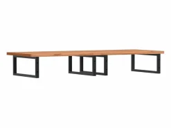 vidaxl Estante de lavabo de pared de acero y madera maciza de haya Marru00f3n