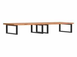 vidaxl Estante de lavabo de pared de acero y madera maciza de haya Marru00f3n