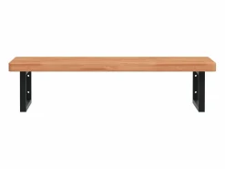 vidaxl Estante de lavabo de pared de acero y madera maciza de haya