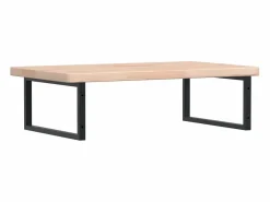 vidaxl Estante de lavabo de pared de acero y madera maciza de roble