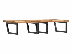 Best Estante de lavabo de pared acero y madera maciza de acacia Estantería Sobre Inodoro