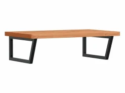 Online vidaxl Estante de lavabo de pared de acero y madera maciza de haya Marru00f3n