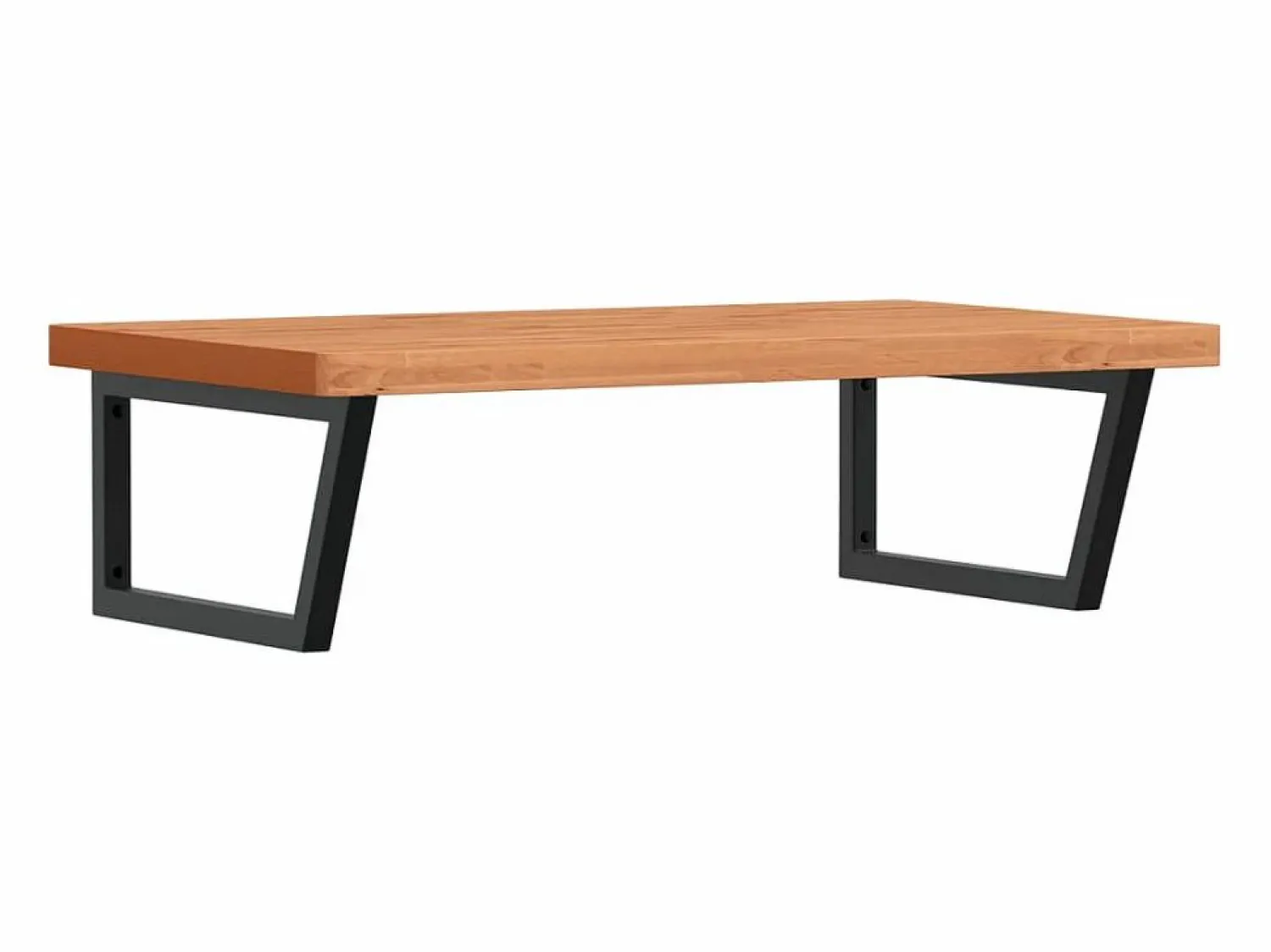 Online vidaxl Estante de lavabo de pared de acero y madera maciza de haya Marru00f3n