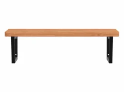 Online vidaxl Estante de lavabo de pared de acero y madera maciza de haya Marru00f3n