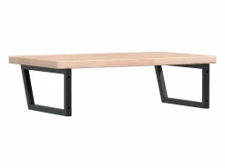 Sale vidaxl Estante de lavabo de pared de acero y madera maciza de roble Marru00f3n