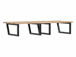 Outlet vidaxl Estante de lavabo de pared acero y madera maciza de acacia Marru00f3n