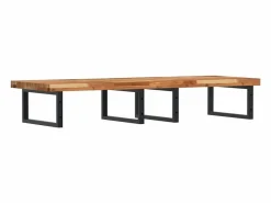 Estante de lavabo de pared acero y madera maciza de acacia Estantería Sobre Inodoro