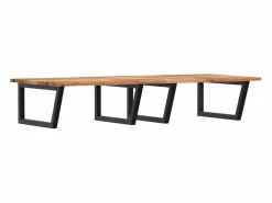 Clearance Estante de lavabo de pared acero y madera maciza de acacia Estantería Sobre Inodoro