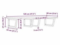 Clearance Estante de lavabo de pared acero y madera maciza de acacia Estantería Sobre Inodoro