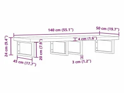 vidaxl Estante de lavabo de pared acero y madera maciza de acacia