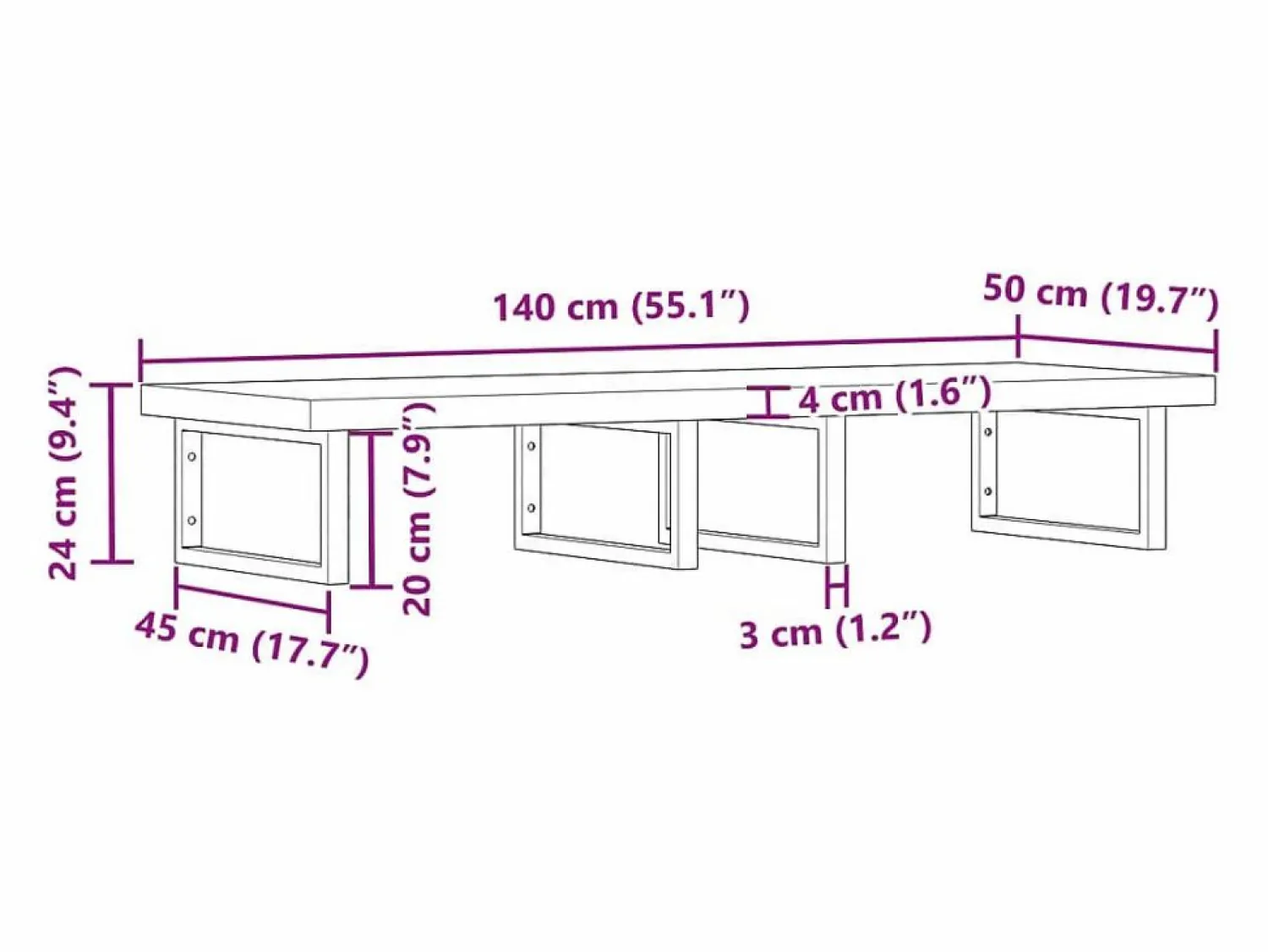 vidaxl Estante de lavabo de pared acero y madera maciza de acacia