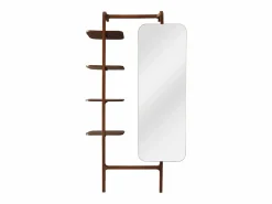 New Estante de pared con espejo de madera de hevea - Natural - ZORVINA Estantería