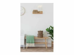 Estante de pared de bambú natural 45 x 10 x 12 cm Baúl Y Arcón|Accesorios De Almacenaje