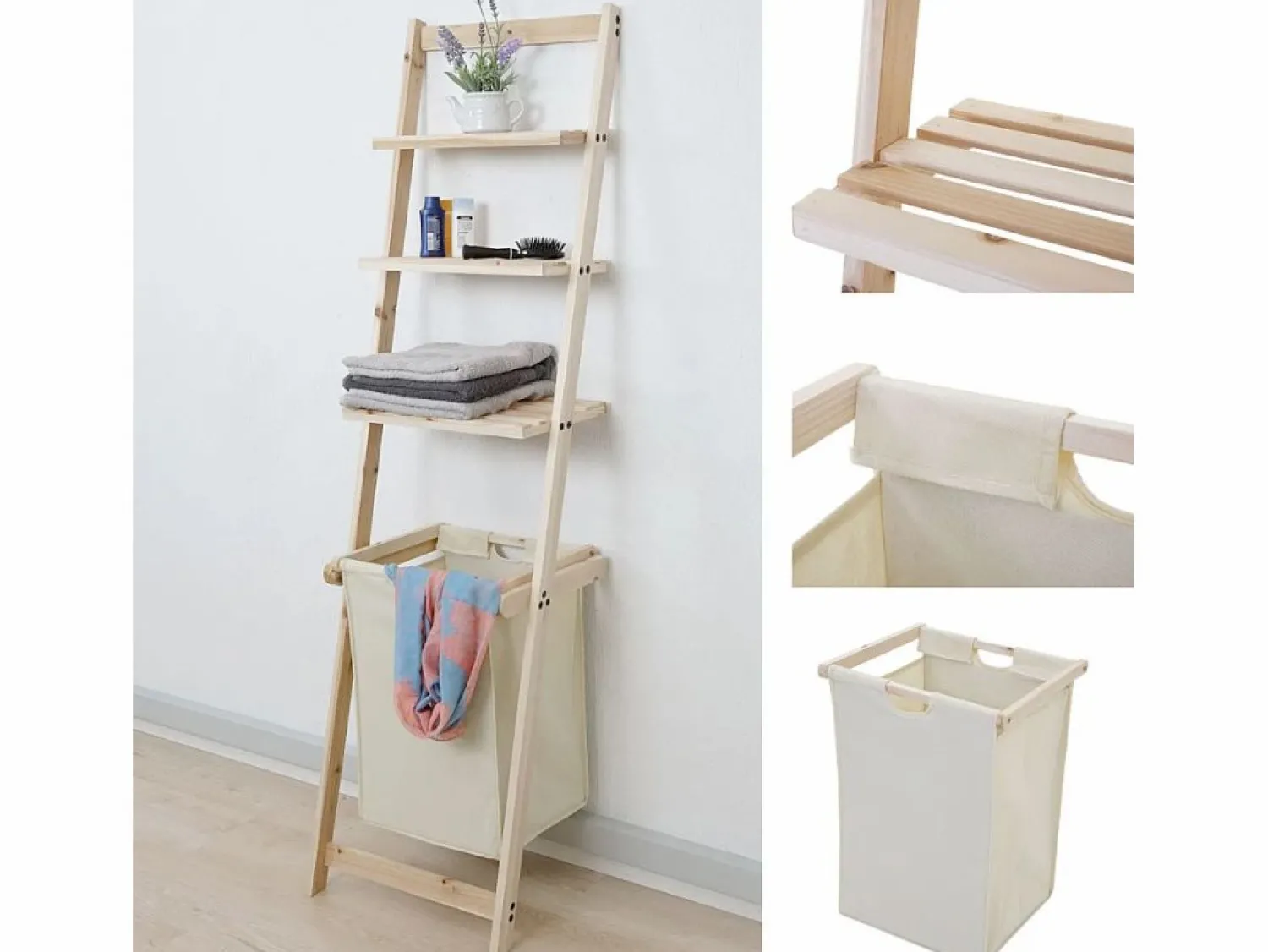 Clearance MCW Estante escalera -B59 Cesto para ropa sucia Marru00f3n / Beige
