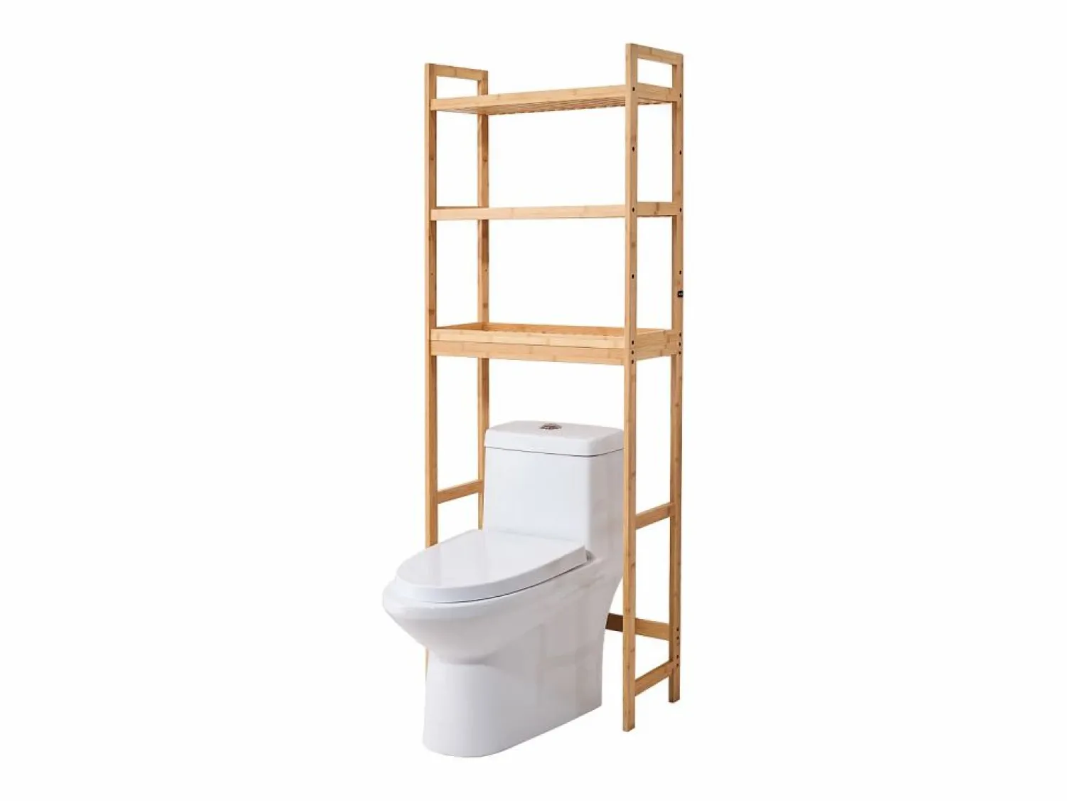 Estante Wc Meuble SucceBuy Estante de Almacenamiento a 3 Niveaux para Baños, Organizador ajustable en Bambú con 3 Ganchos, Autónomo