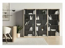 Clearance Estantería 5 alturas modelo 545 acabado roble claro/grafito. 191 cm(alto), 80 cm(ancho), Estantería