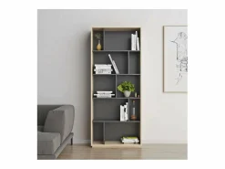 Clearance Estantería 5 alturas modelo 545 acabado roble claro/grafito. 191 cm(alto), 80 cm(ancho), Estantería