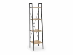 Discount MSO Estantería - Escalera de diseño 34 x 148 cm estilo roble y acero negro Loggia Color natural claro
