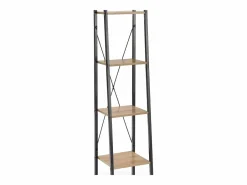 Discount MSO Estantería - Escalera de diseño 34 x 148 cm estilo roble y acero negro Loggia Color natural claro