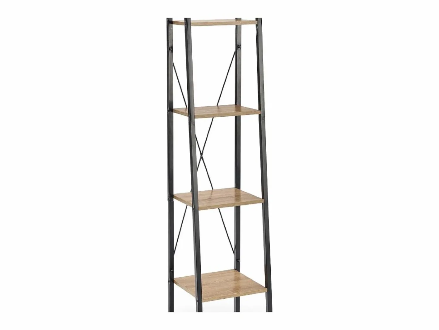 Discount MSO Estantería - Escalera de diseño 34 x 148 cm estilo roble y acero negro Loggia Color natural claro
