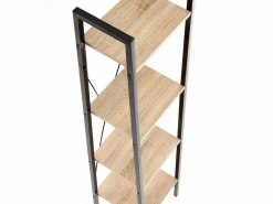 Discount MSO Estantería - Escalera de diseño 34 x 148 cm estilo roble y acero negro Loggia Color natural claro