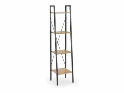 Discount MSO Estantería - Escalera de diseño 34 x 148 cm estilo roble y acero negro Loggia Color natural claro