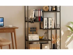 Best Estantería Bealife de Almacenamiento 7 Niveles con Estructura Metálica y Patas Ajustables 100 x 30 x 180 cm Librería