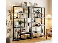 Best Estantería Bealife de Almacenamiento 7 Niveles con Estructura Metálica y Patas Ajustables 100 x 30 x 180 cm Librería