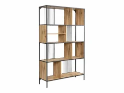 Outlet Estantería con 9 compartimentos de MDF y acero - Natural y Negro - LEMAVIA Estantería