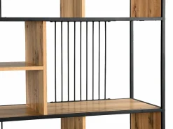 Outlet Estantería con 9 compartimentos de MDF y acero - Natural y Negro - LEMAVIA Estantería