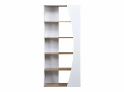Estantería con 5 estantes - Blanco y Natural - JILORA Librería