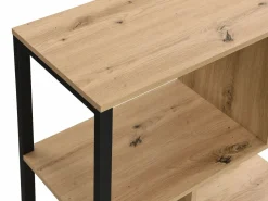 New Estantería con espacio de almacenamiento y 1 puerta corredera de MDF - Natural y Negro - YALENA Librería