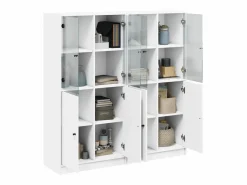 Estantería con puertas madera de ingeniería negro 136x37x142 cm ES127677